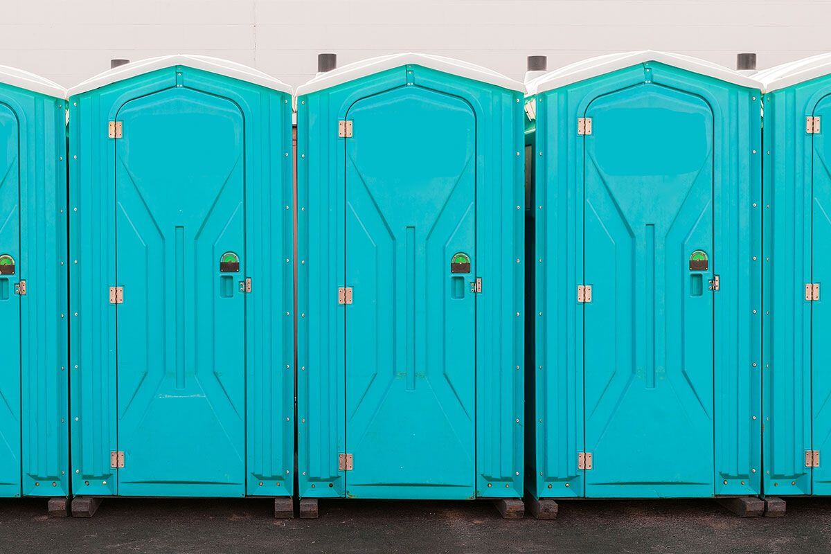Industrial portable restroom units at a plant in Chambersburg, Pennsylvania
