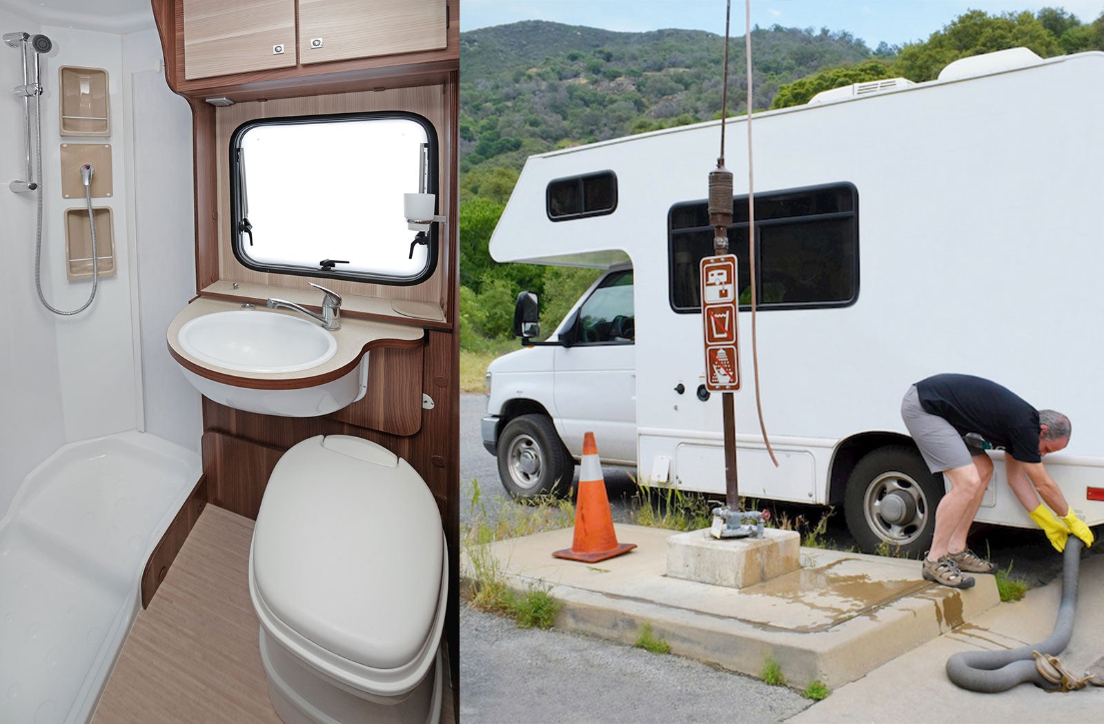 Portable RV/camper toilet and holding tank setup in Chambersburg, Pennsylvania